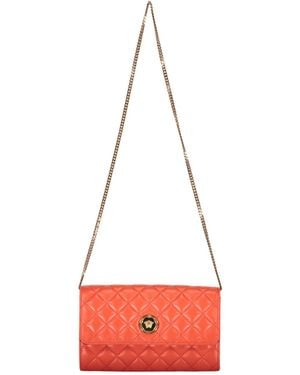 Versace Quilted Foldover Top Clutch Bag - Red