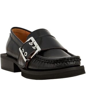 Ganni Patent Leather Loafers - Black