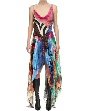 Marine Serre Thin Shoulder Strap Dress - Blue