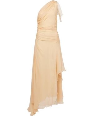 Victoria Beckham Draped One-Shoulder Silk Maxi Dress - Natural