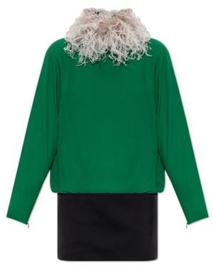 Valentino Short Georgette Dress - Green