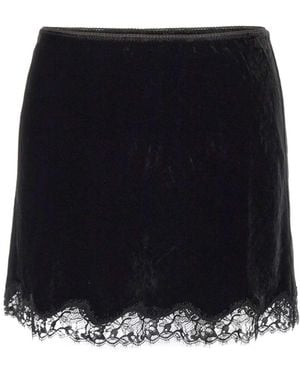 RIXO London Kornelia Velvet Mini Skirt - Black