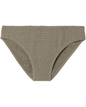 TOTEME Mid-Rise Smocked Bikini Bottoms - Grey