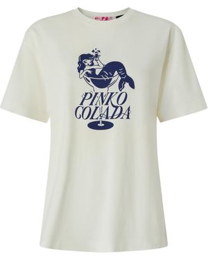 Pinko Graphic Printed Crewneck T-Shirt - White