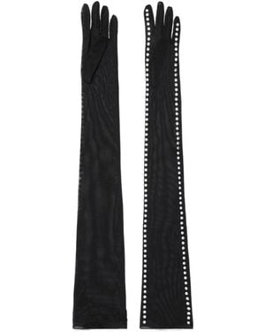 Oséree Crystal-Embellished Long Gloves - Black