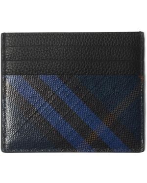 Burberry Tall Checked Cardholder - Blue