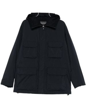 Emporio Armani Pocket Detailed Hooded Jacket - Black