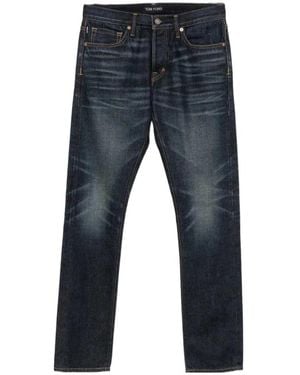 Tom Ford Belt-Loop Logo-Patch Jeans - Blue