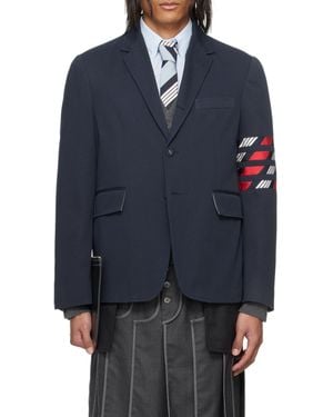 Thom Browne Bar Single-Breasted Blazer - Blue