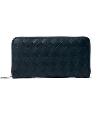 Bottega Veneta Intrecciato Zip Around Wallet - Blue