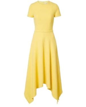 Safiyaa Okimi Asymmetric Crêpe Midi Dress - Yellow