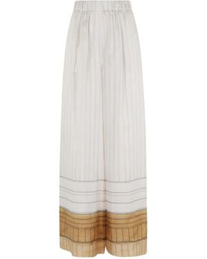 Alysi Wide-Leg Striped Pants - White