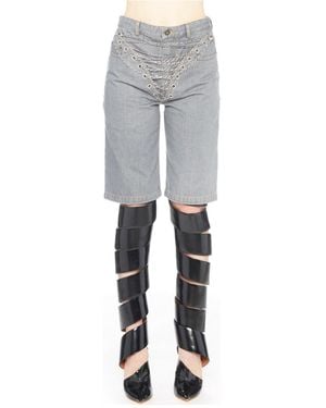 Y. Project Front Cross-Chain Trim Shorts - Gray