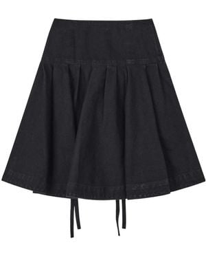 we11done Tied-Waist A-Line Skirt - Blue