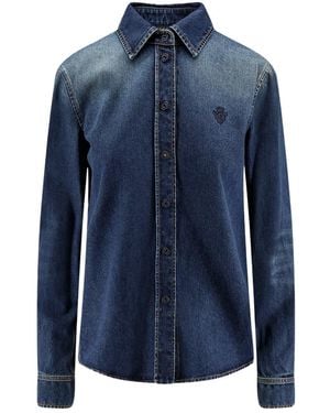 Gucci Embroidery Long-Sleeve Denim Shirt - Blue