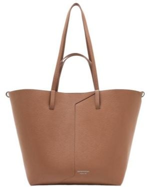 Emporio Armani 1981 Logo-Print Leather Tote Bag - Brown