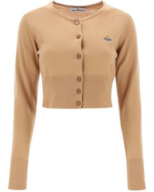 Vivienne Westwood Logo Embroidered Cardigan - Natural