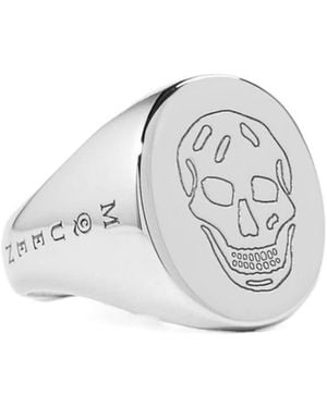 McQueen Alex Skull Metal Seal Ring - White