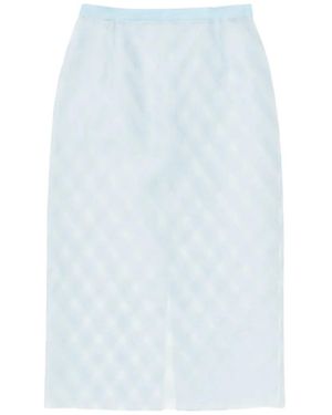 AURALEE Plaid Midi Skirt - Blue