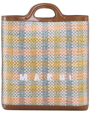 Marni Tropicalia Checked Tote Bag - Metallic