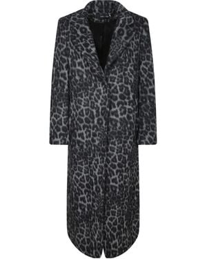 FEDERICA TOSI Animal Print Long Coat - Black
