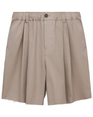 Marni Canvas Shorts With Pleats - Grey