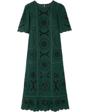 Vita Kin Meena Asymmetric Draped Layered Silk-Satin And Twill Dress - Green