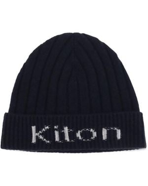Kiton Ribbed-Knit Cashmere Beanie Hat - Blue