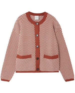 Varley Elmwick Jacquard-Knit Cotton Cardigan - Red