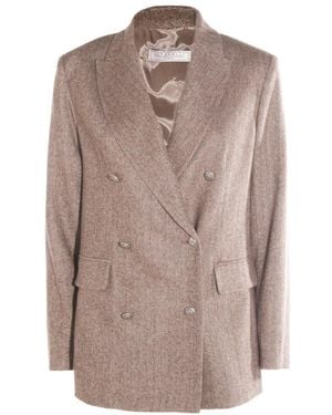 Antonelli Double-Breasted Long-Sleeved Jacket - Brown