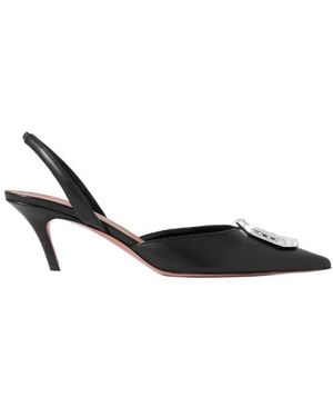 AMINA MUADDI Camelia Crystal-Embellished Leather Slingback Court Shoes - Black