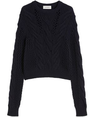 Sportmax Cable-Knit Crew-Neck Sweater - Black