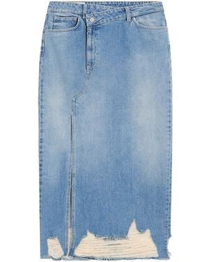 Dondup Distressed Midi Denim Skirt - Blue