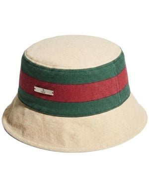 Gucci Stripe Detailed Bucket Hat - White