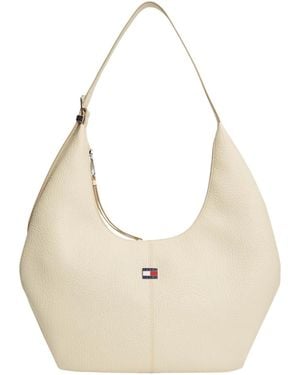 Tommy Hilfiger Flag Plaque Slouch Hobo Bag - Natural