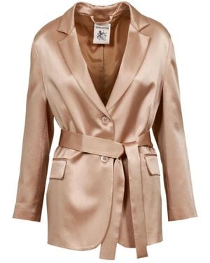 Semicouture Semi Couture Christiana Jacket With Lapels And Belt - Natural