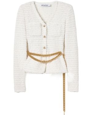 Self-Portrait Long-Sleeve Cardigan - White