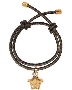 Versace Medusa Head Charm Braided Bracelet - Brown