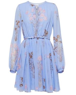 Giambattista Valli Floral Silk Gerogette Minidress - Blue