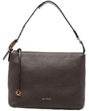 Etro Pebbled Leather Shoulder Bag - Brown