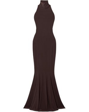 Norma Kamali Fishetail Fitted Long Dress - Brown