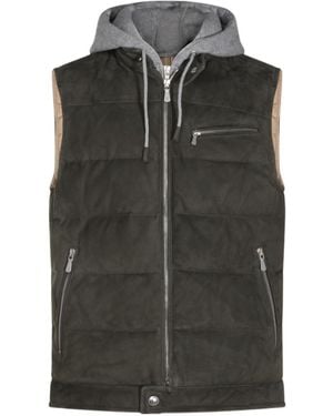 Eleventy Quilted Hooded Gilet - Black