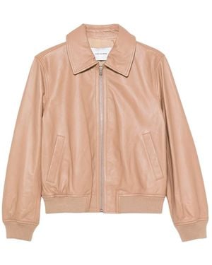 Yves Salomon Zip-Up Leather Jacket - Natural