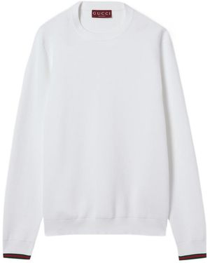 Gucci Cotton Piquet Sweater With Web - White