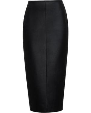 Alaïa Leather Midi Skirt - Black