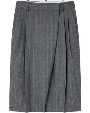 Ganni Striped Wrap Dress - Grey