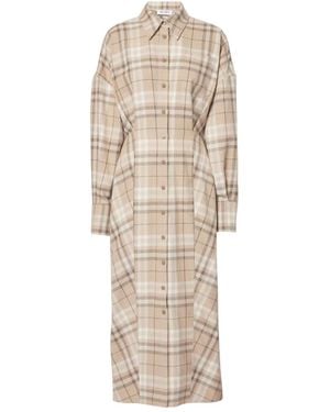 The Attico Checked Cotton-Blend Shirt Dress - Natural