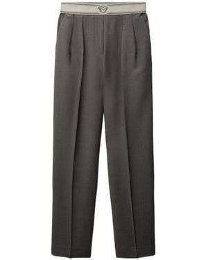 Versace Medusa Waistband Pleated Pants - Gray