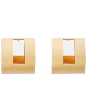 Elisabetta Franchi Curved Earrings With Logo - Metallic