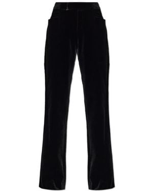 Balmain Mid Rise Velvet Pants - Black